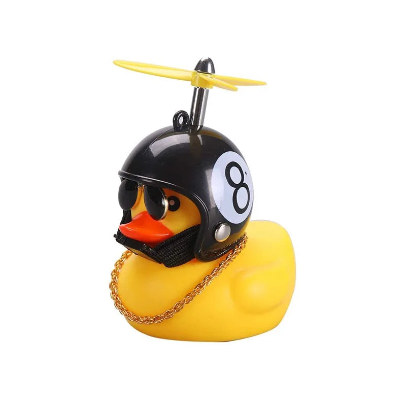 Pato de goma Broken Wind con colgante de casco, negro/amarillo