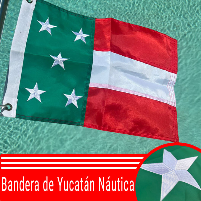Bandera de Yucatán Naútica 30cm x 45cm bordada